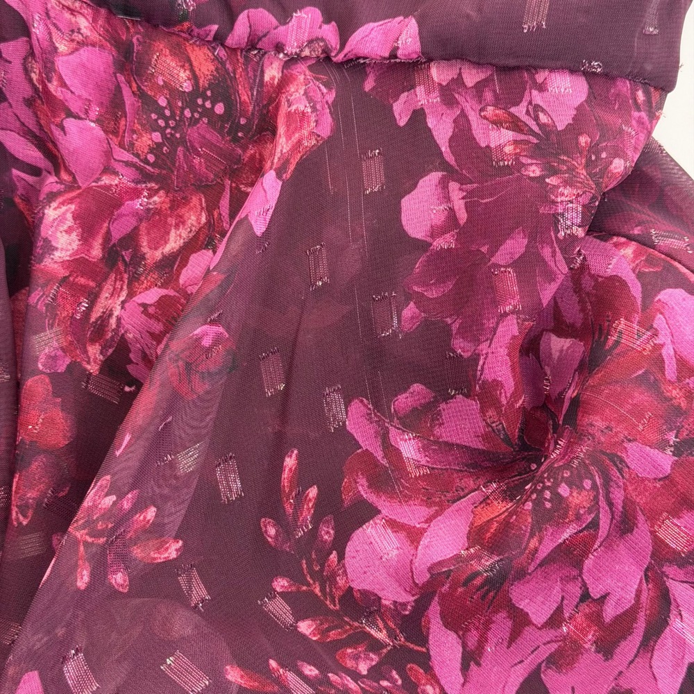 NWD R&M Richards Plum Rose Floral Halter Keyhole Chiffon Gown Maxi Dress Size 16 - Picture 11 of 16